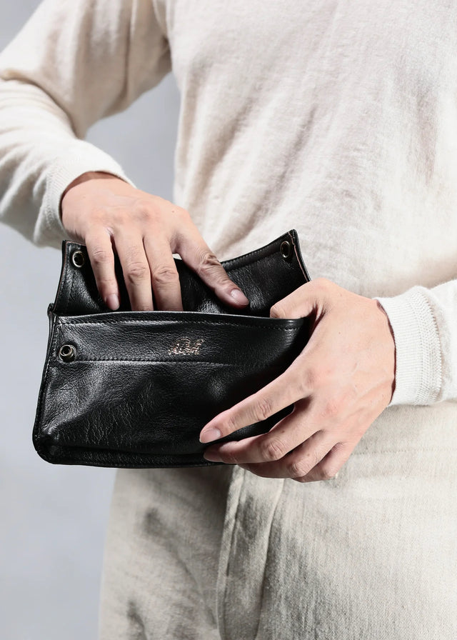 Addict Clothes Flap Leather Pouch Black