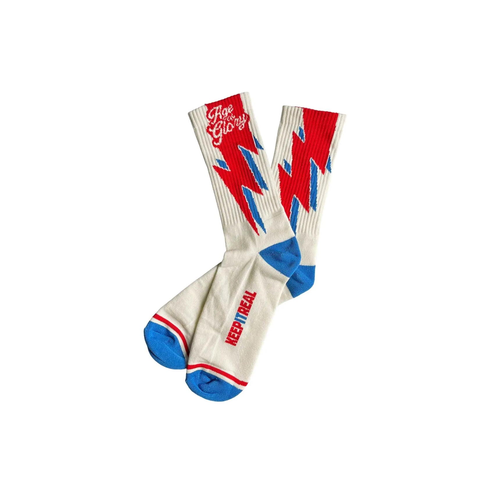 Age of Glory Bolt Socks Off-White/Red/Blue
