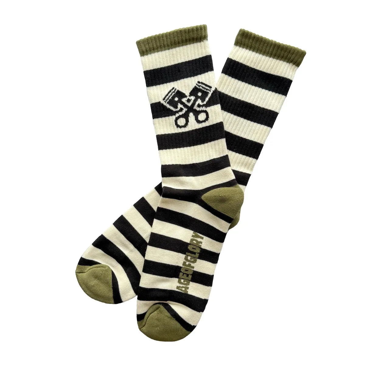 Age of Glory Stripes Socks Off-White/Olive