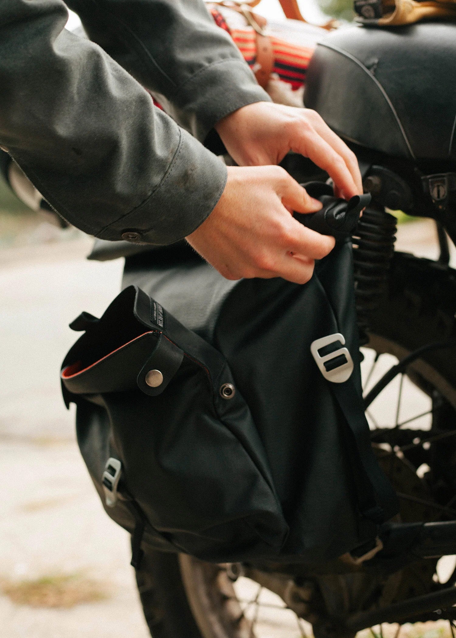 Iron And Resin Moto Pannier Bag Black