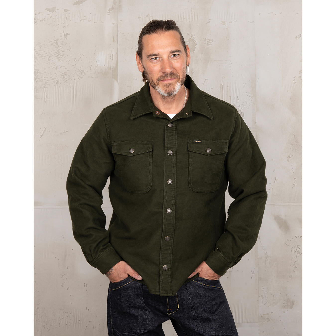 Pike Brothers 1943 CPO Moleskin Shirt Moss Green The Occasional Rider Pike Brothers 1943 CPO Moleskin Shirt Moss Green The Occasional Rider
