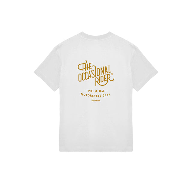 The Occasional Rider Boxy T-shirt White/Mustard