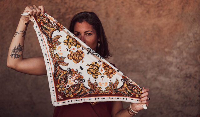 Wildust Sisters Boho Scarf Ivory/Khakhi/Yellow/Rust