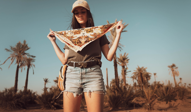 Wildust Sisters Boho Scarf Ivory/Khakhi/Yellow/Rust