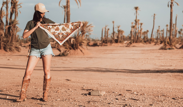 Wildust Sisters Boho Scarf Ivory/Khakhi/Yellow/Rust