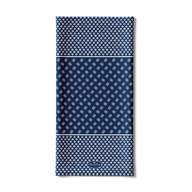 Flerfärgad halsvärmare i stretchig textil