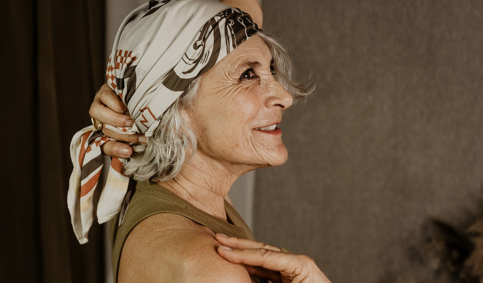 Wildust Sisters Vintage Racer Scarf Ivory/Khakhi/Yellow/Rust