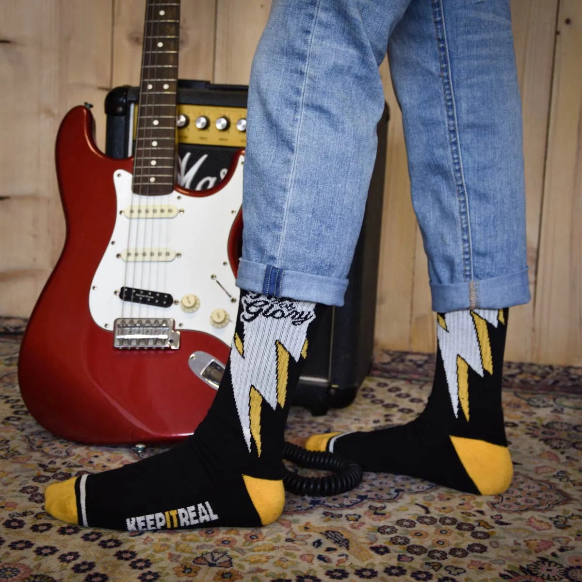 Age of Glory Bolt Socks Black/Yellow/Off-White