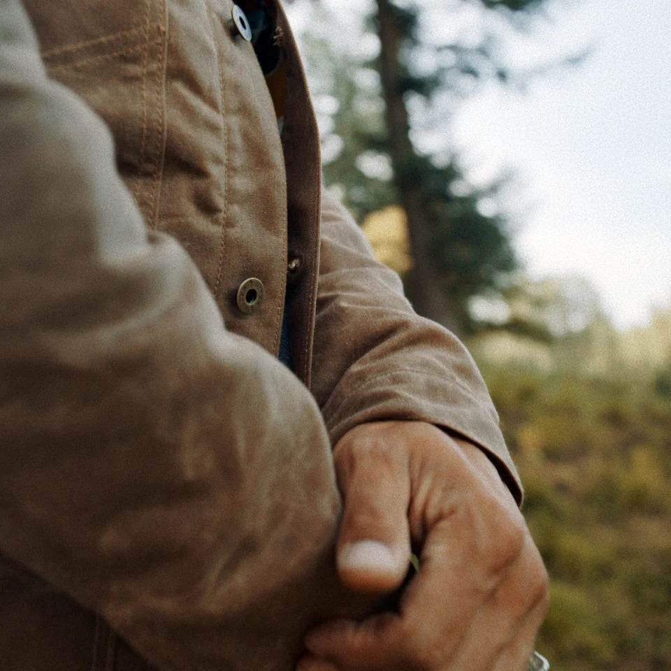 Ginew Waxed Canvas Rider Jacket Brown