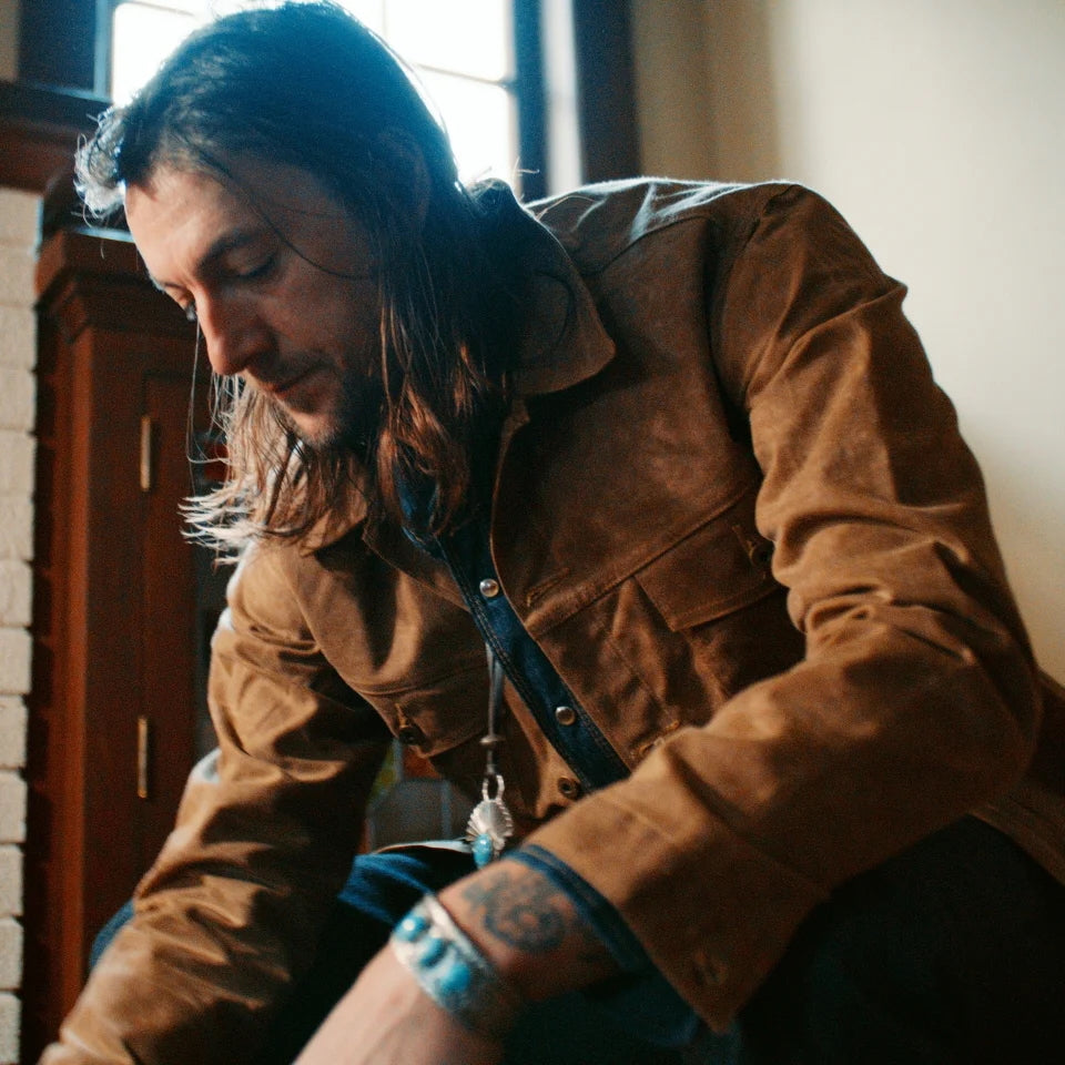 Ginew Waxed Canvas Rider Jacket Brown