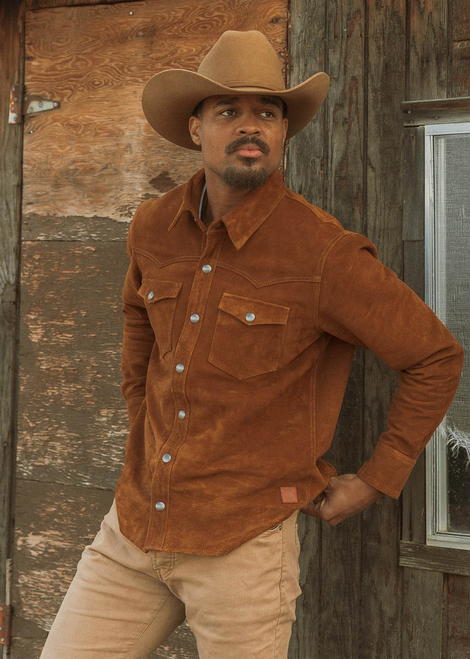 Iron And Resin Fenceline Shirt Buffalo Suede Cognac