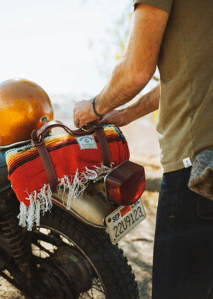 Iron And Resin Leather Blanket Roll Brown