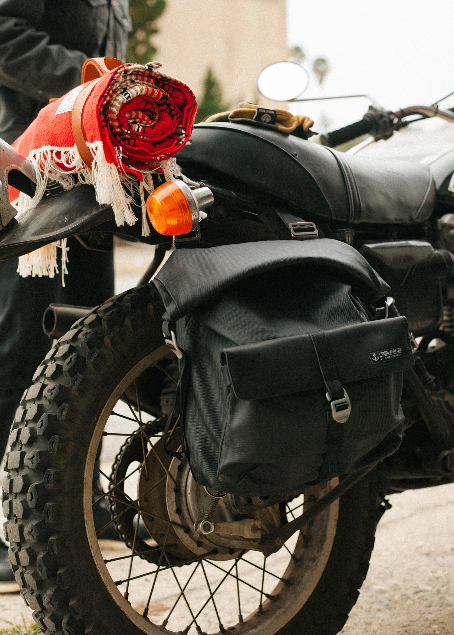 Iron And Resin Moto Pannier Bag Black