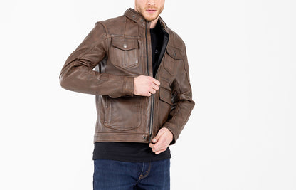 John Doe Drifter Leather Jacket Brown
