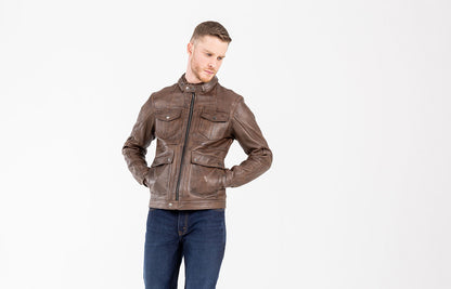 John Doe Drifter Leather Jacket Brown