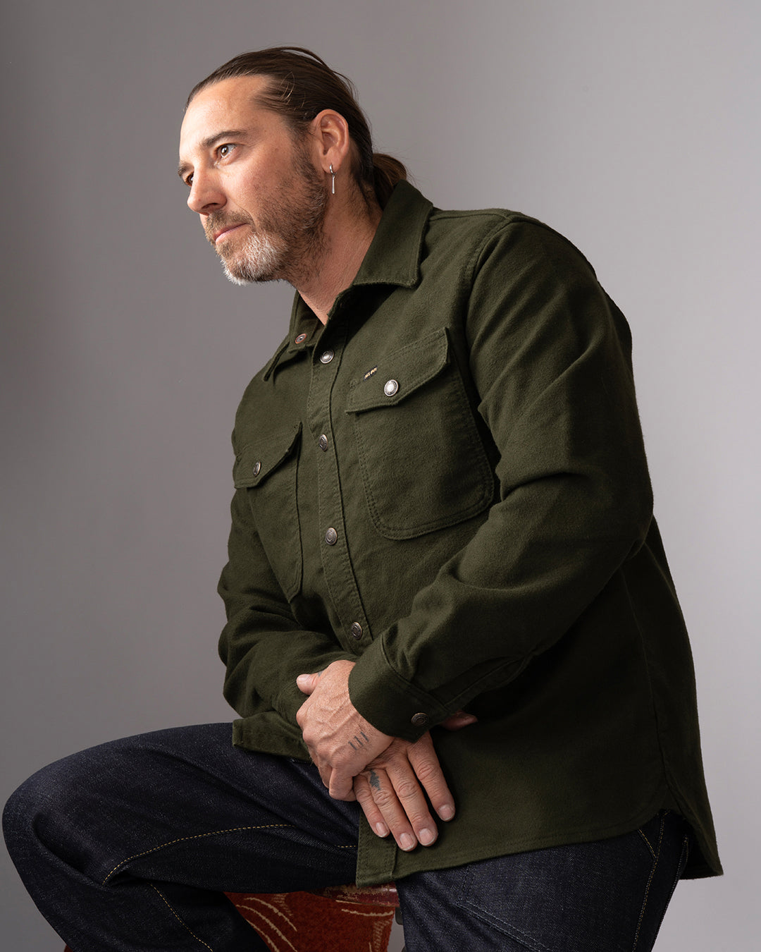 Pike Brothers 1943 CPO Moleskin Shirt Moss Green