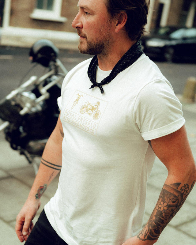 Bike Shed x Royal Enfield Aspect T-shirt White/Gold