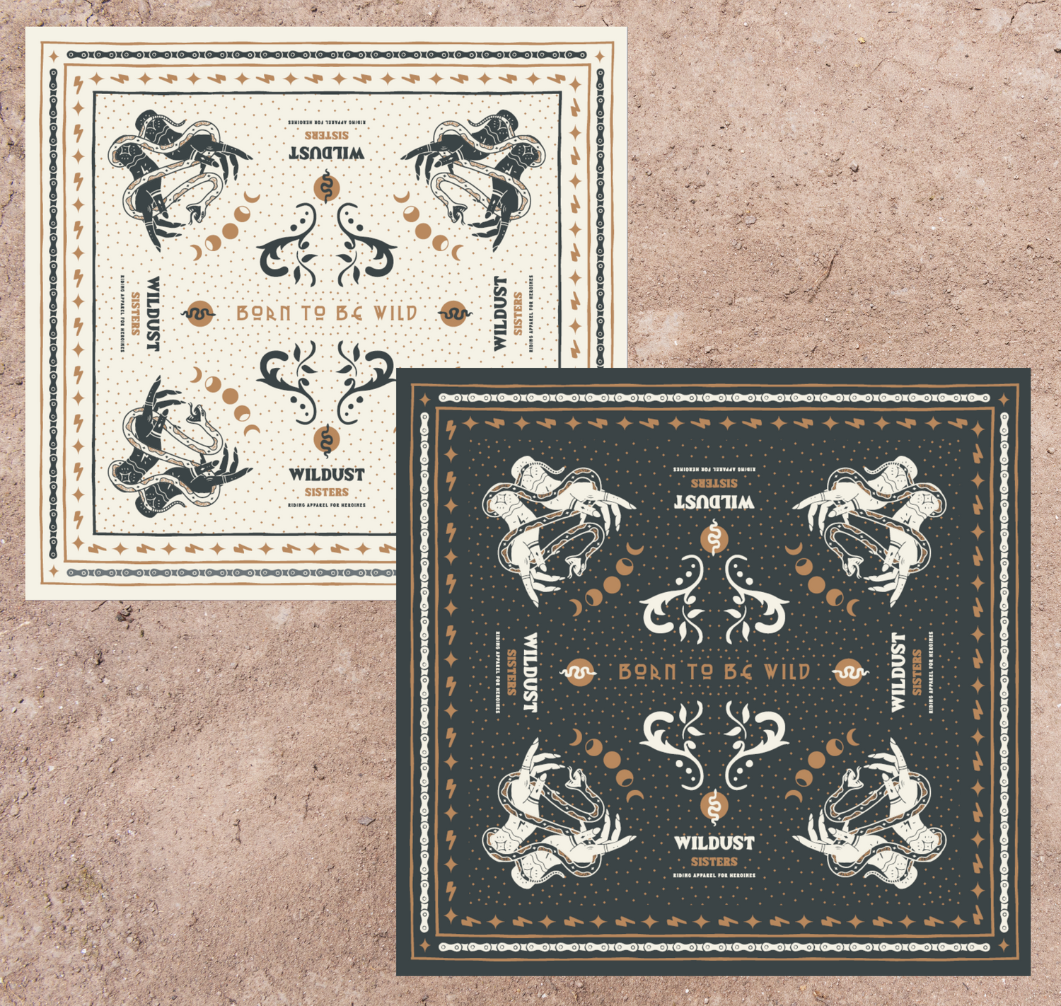 Wildust Sisters Born Wild Scarf Ivory/Grey/Camel