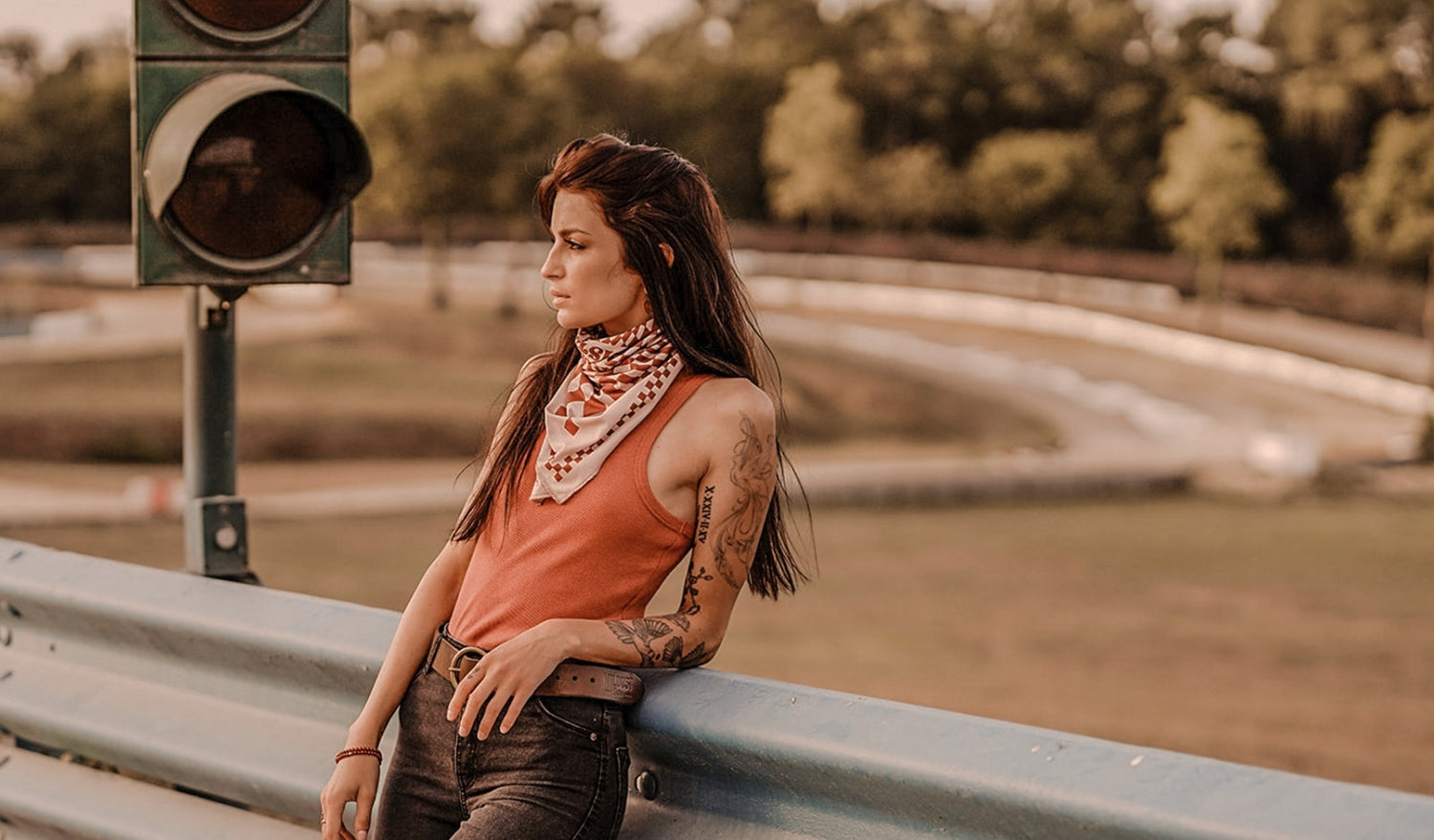 Wildust Sisters Petrol Junkies Scarf Ivory/Terracotta